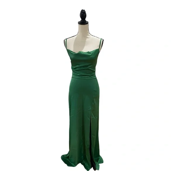 Square Neckline Satin Maxi Dress - Picture 1 of 3